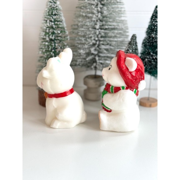Vintage Christmas Candle set: Reindeer and Polar Bear Decor - Picture 2 of 10